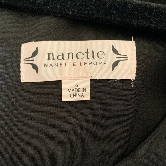 Nanette Lapore Black & Red Brocade & Lace Cocktail Dress With Cap Sleeves Sz 6 - Picture 7 of 8